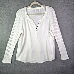 Sonoma Lifestyle Thermal Henley Top White XL Long Sleeve Waffle Knit Layer